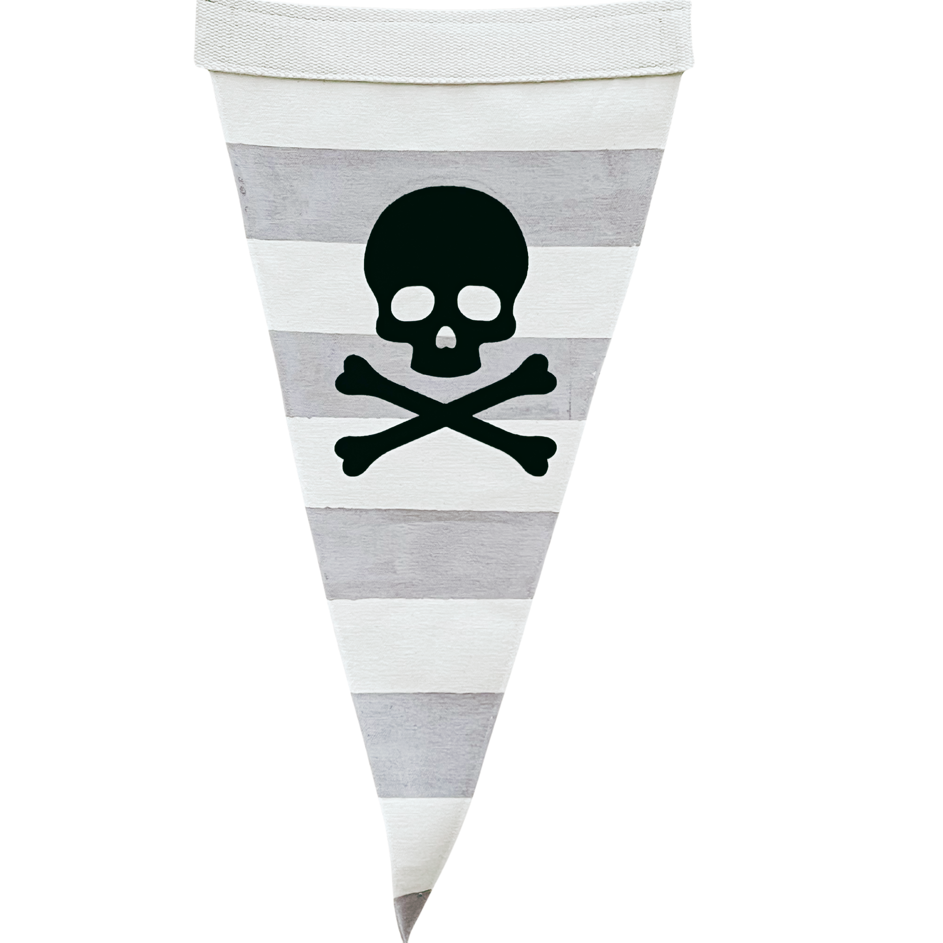 Hand-crafted Jolly Roger Nautical Pennant with skull and crossbones design, made from durable cotton canvas for nautical decor