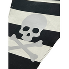 close up of Hand-crafted Jolly Roger Nautical Pennant with skull and crossbones design, made from durable cotton canvas for nautical dec