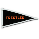 Handcrafted Trestles Surf Pennant Flag with bold design, made from durable cotton canvas, perfect for coastal decor and surf enthusiasts