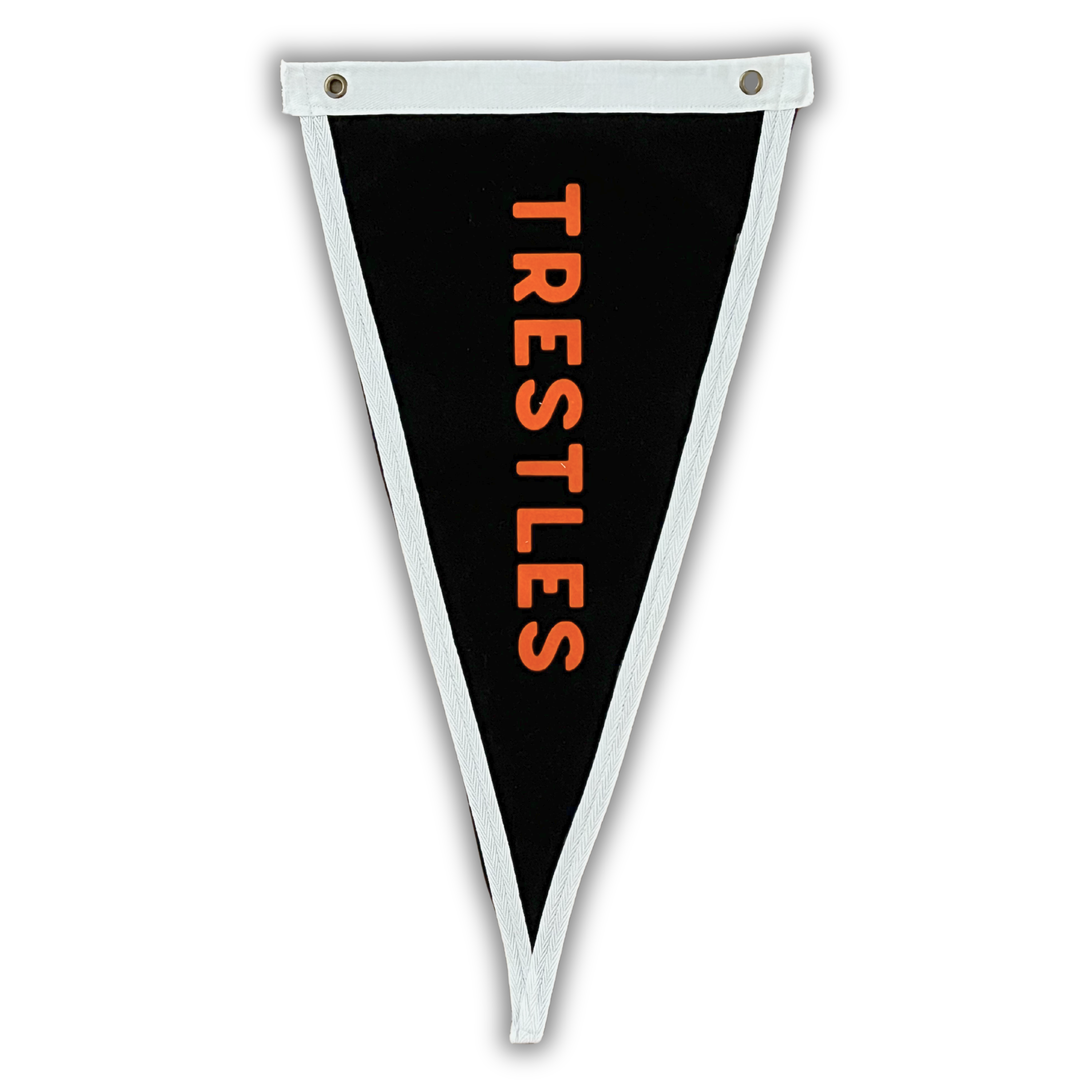 Handcrafted Trestles Surf Pennant Flag with bold design, made from durable cotton canvas, perfect for coastal decor and surf enthusiasts